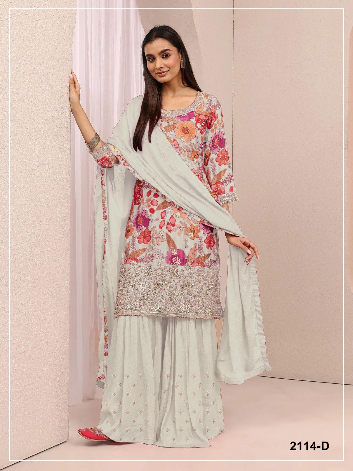 sharara suit heavy chinon with digital print & heavy embroidered sequence work sharara suit heavy chinon with digital print & heavy embroidered sequence work