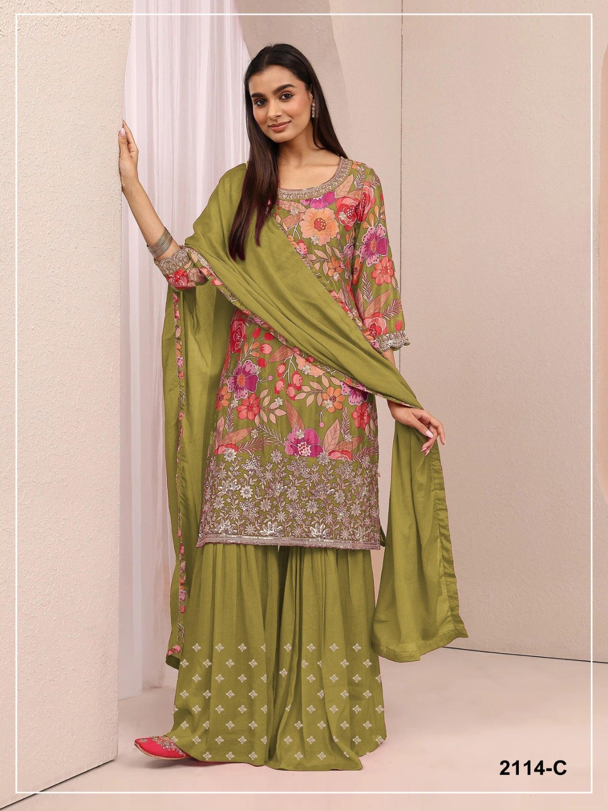 sharara suit heavy chinon with digital print & heavy embroidered sequence work sharara suit heavy chinon with digital print & heavy embroidered sequence work