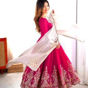 elegant embroidered sequence designer anarkali three piece set"