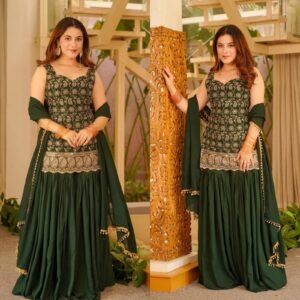 designer party wear look top , sharara palazzo and dupatta set