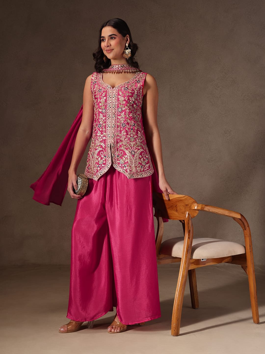 women's pure viscose chinon kurta sharara set's with dupatta women's pure viscose chinon kurta sharara set's with dupatta