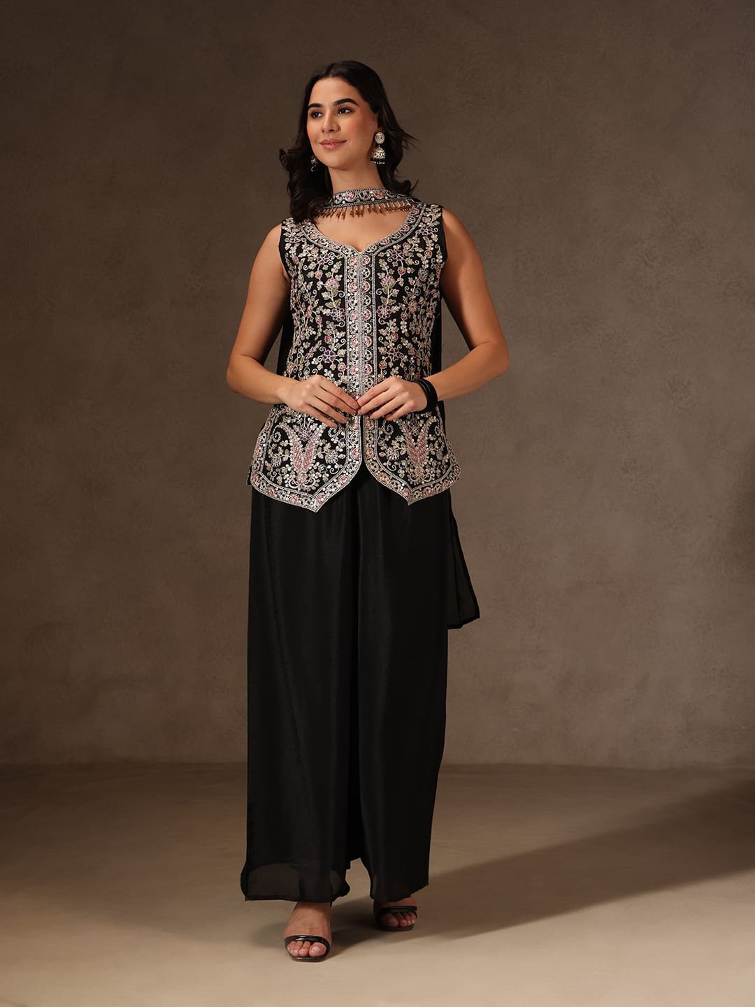 women's pure viscose chinon kurta sharara set's with dupatta women's pure viscose chinon kurta sharara set's with dupatta