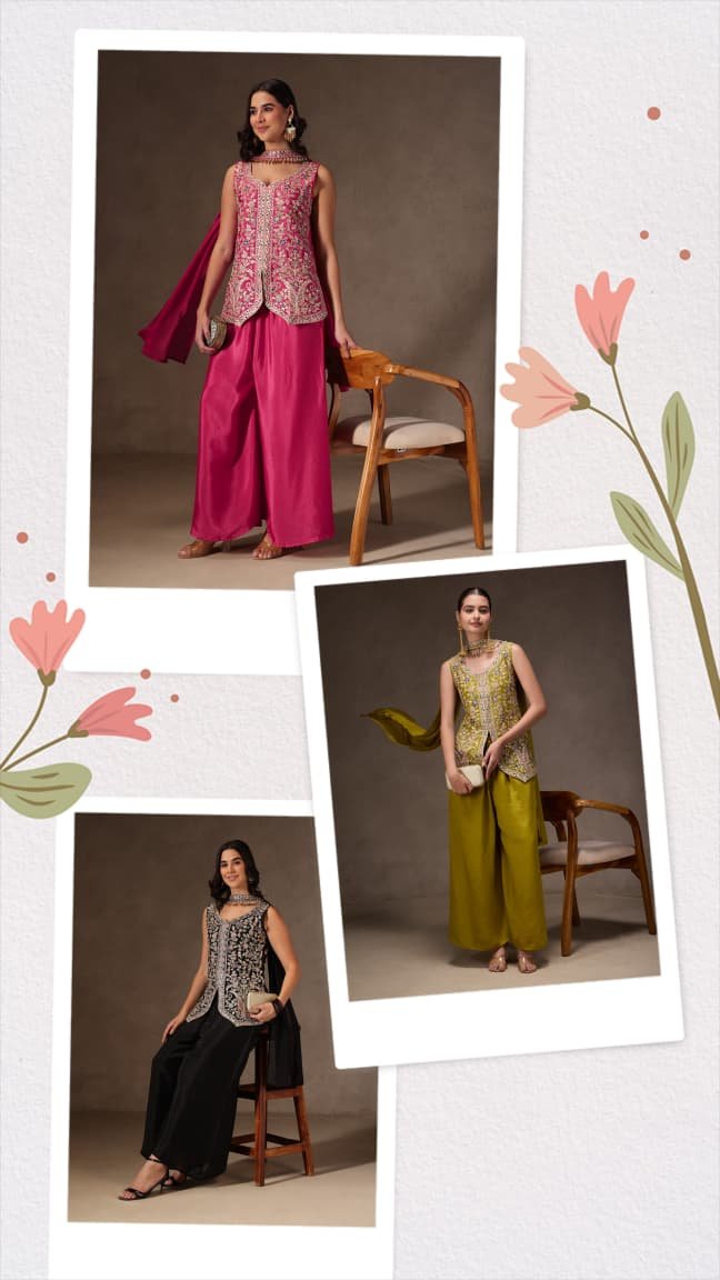 women's pure viscose chinon kurta sharara set's with dupatta women's pure viscose chinon kurta sharara set's with dupatta