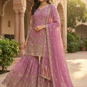 launching new designer party wear look top , sharara plazzo and dupatta