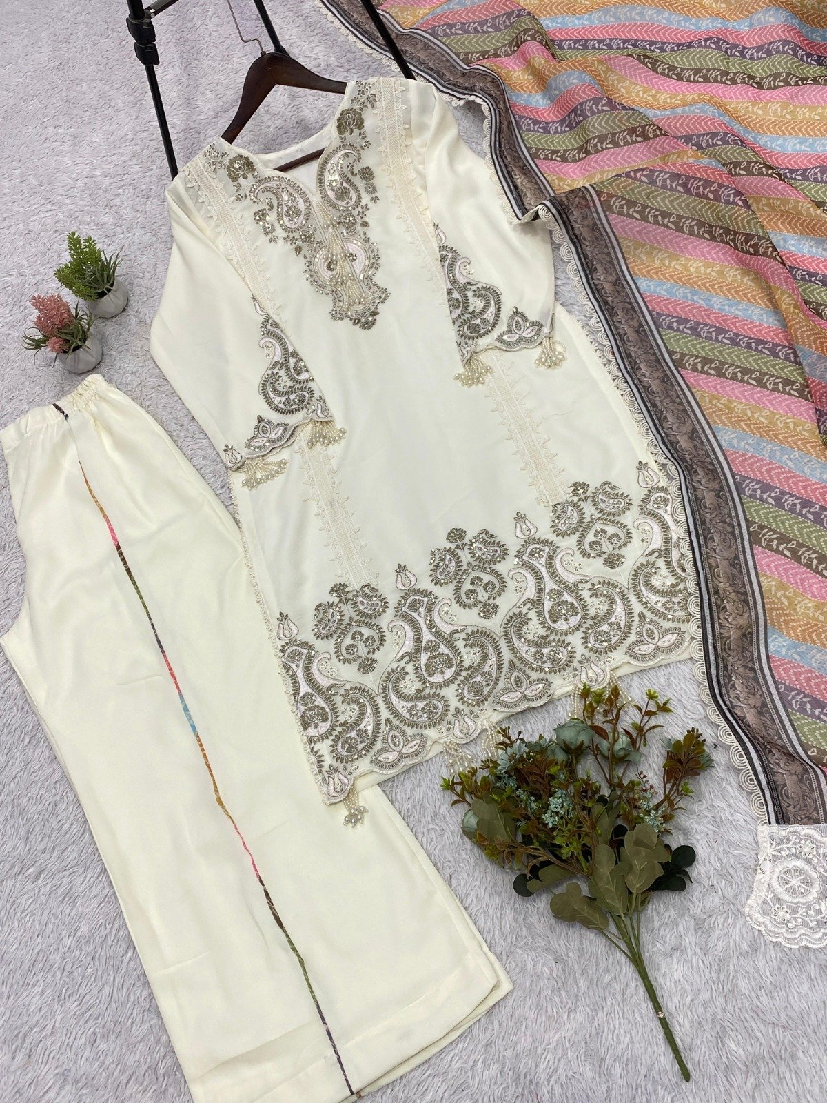 wear our beautiful sequence embroidered top , plazzo with dupatta wear our beautiful sequence embroidered top , plazzo with dupatta