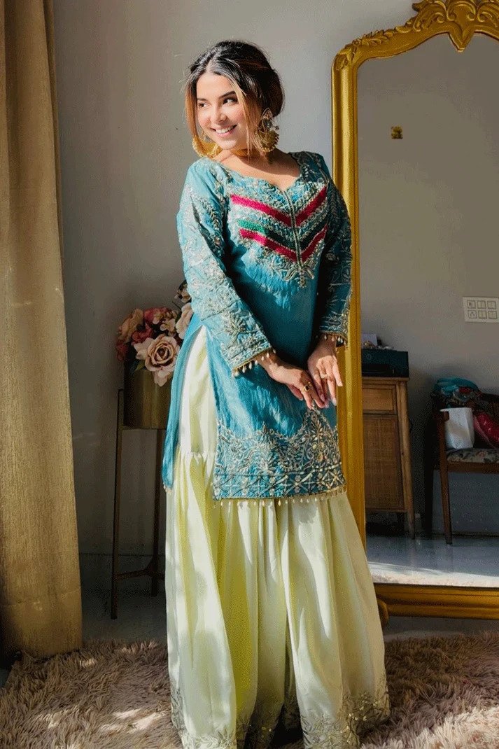 designer 3 piece kurti sharara dupatta set with embroidery seqance work designer 3 piece kurti sharara dupatta set with embroidery seqance work