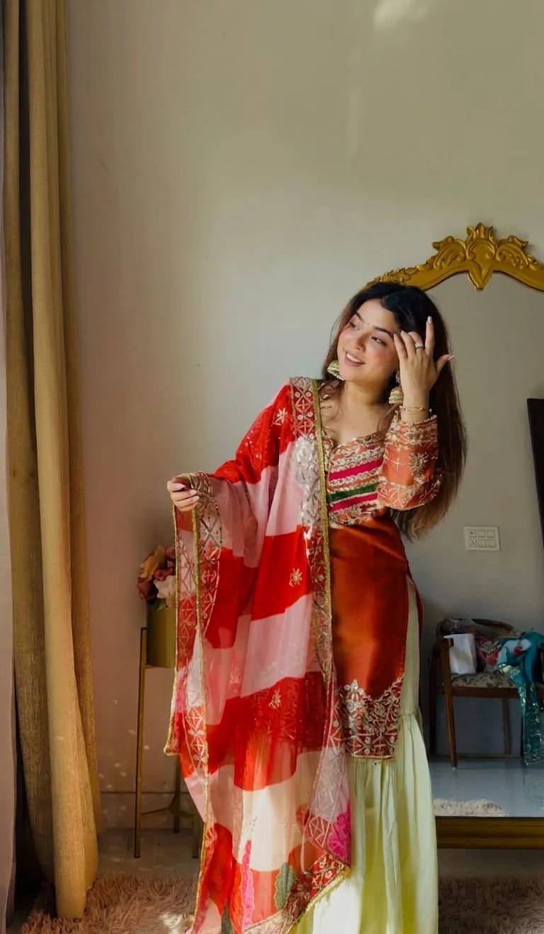 designer 3 piece kurti sharara dupatta set with embroidery seqance work designer 3 piece kurti sharara dupatta set with embroidery seqance work