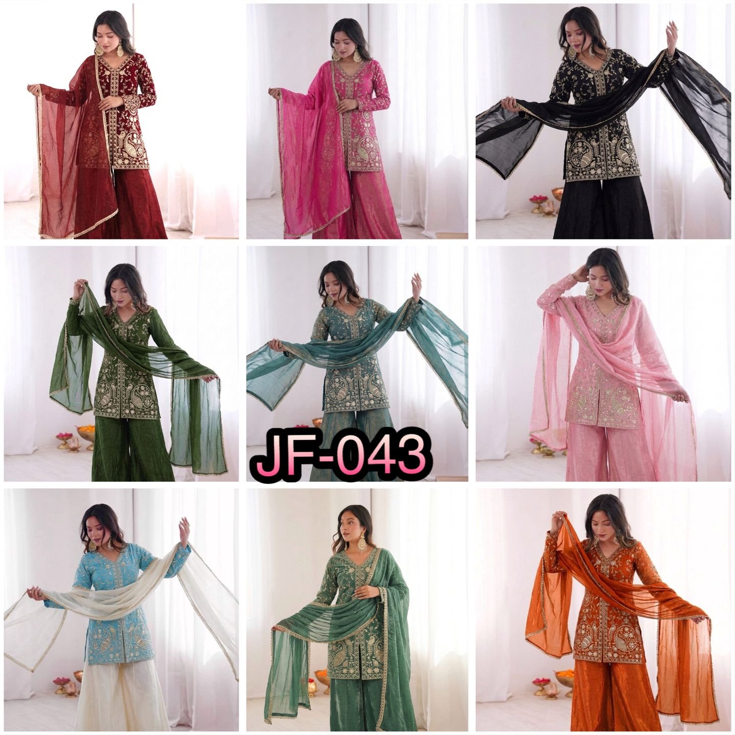 party wear look pur heavy fendy silk top plazzo & dupatta set with embroidery sequence work party wear look pur heavy fendy silk top plazzo & dupatta set with embroidery sequence work