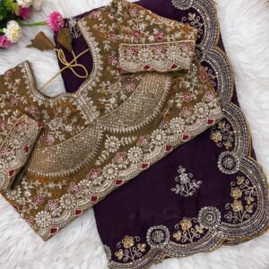 a new designer heavy embrodery work saree