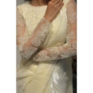 louse pure primium butterfly net with ribbon and bits flowers work all over blouse