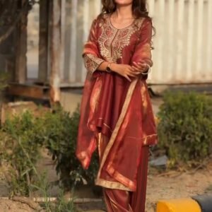 new designer party wear look top with farsi salwar