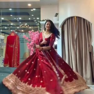 presenting heavy two tone fandy silk with embroidery sequence work