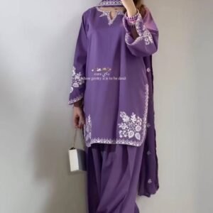 new designer party wear look top with farshi salwar suit heavy roman cotton material with embroidery work