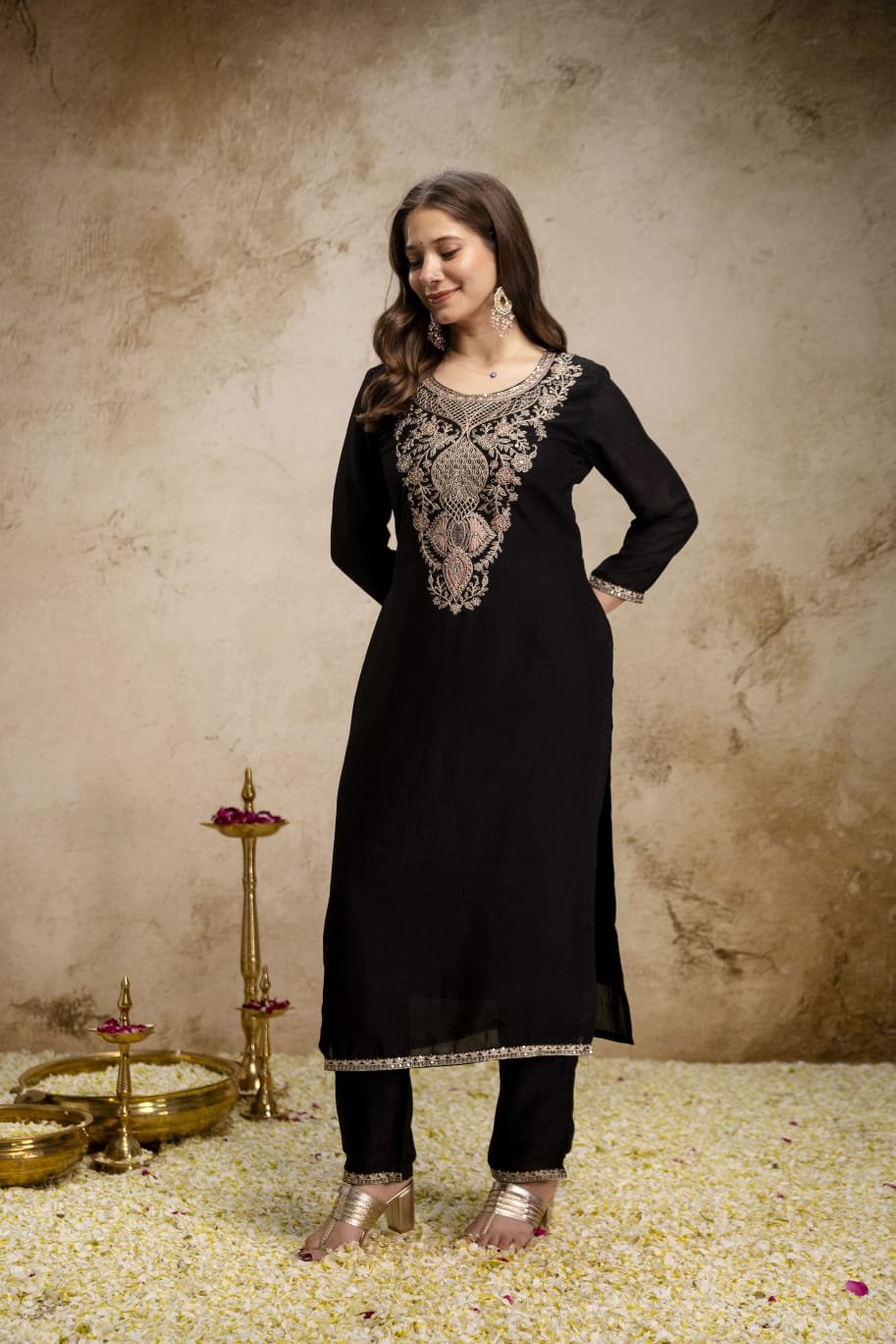 presenting 3 piece kurtas set pure wichita silk with embroidery sequence work presenting 3 piece kurtas set pure wichita silk with embroidery sequence work
