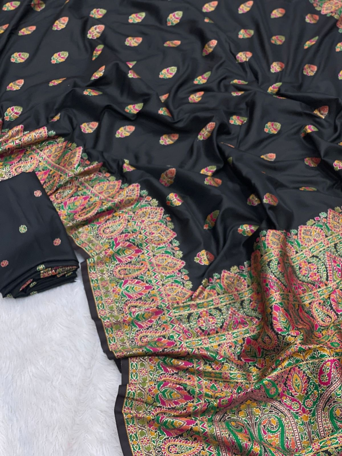premium pashmina silk kasab zari & multicolor reshma weaving saree premium pashmina silk kasab zari & multicolor reshma weaving saree