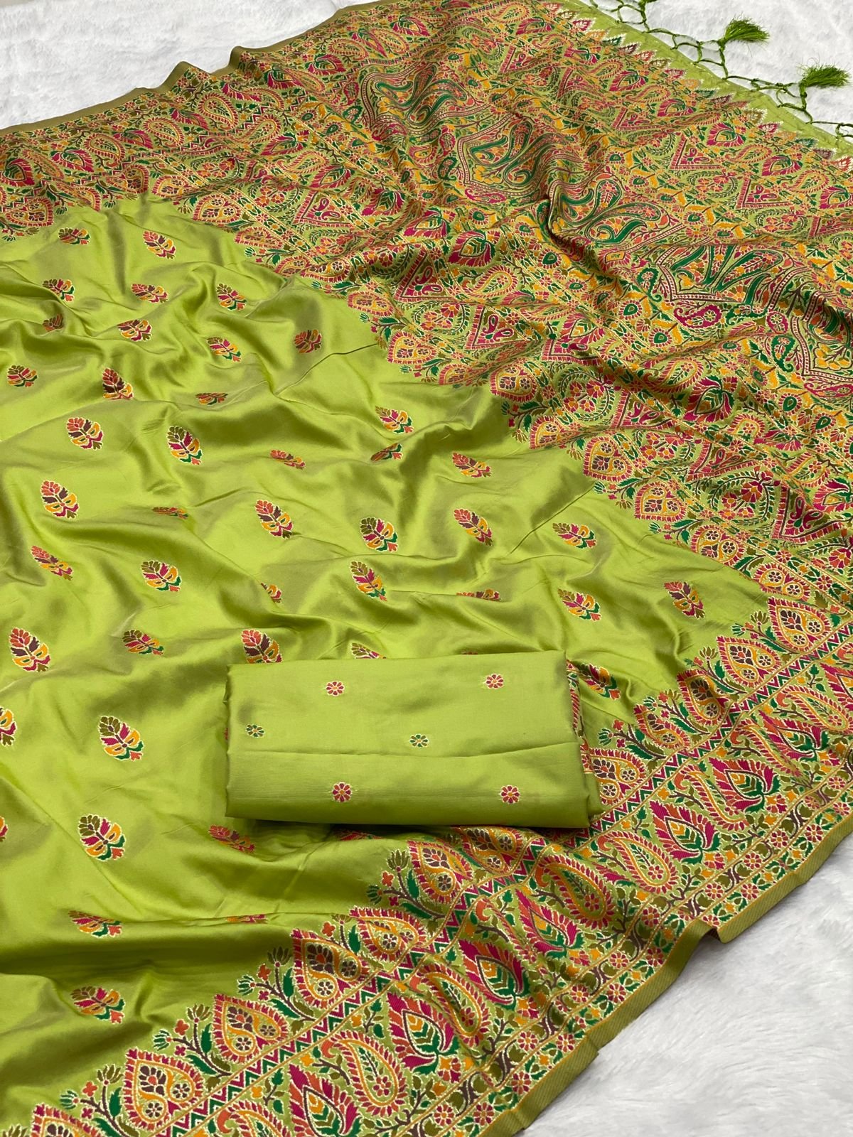 premium pashmina silk kasab zari & multicolor reshma weaving saree premium pashmina silk kasab zari & multicolor reshma weaving saree