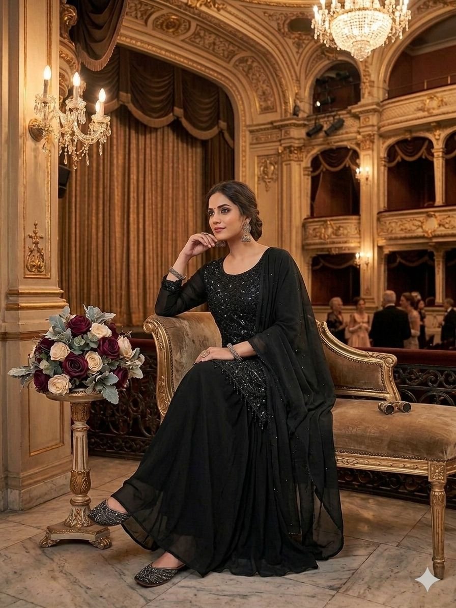 presenting top palazzo dupatta set georgettes with embroidery beads and sequence work presenting top palazzo dupatta set georgettes with embroidery beads and sequence work