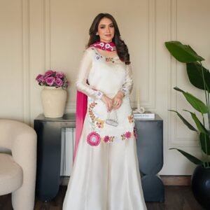 new designer party wear look top , sharara plazzo and dupatta