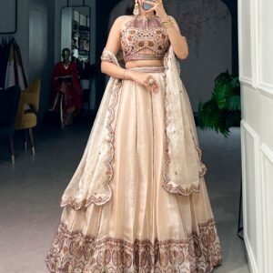 lehenga : Spider crush with Sequins and Thread Embroidery Work