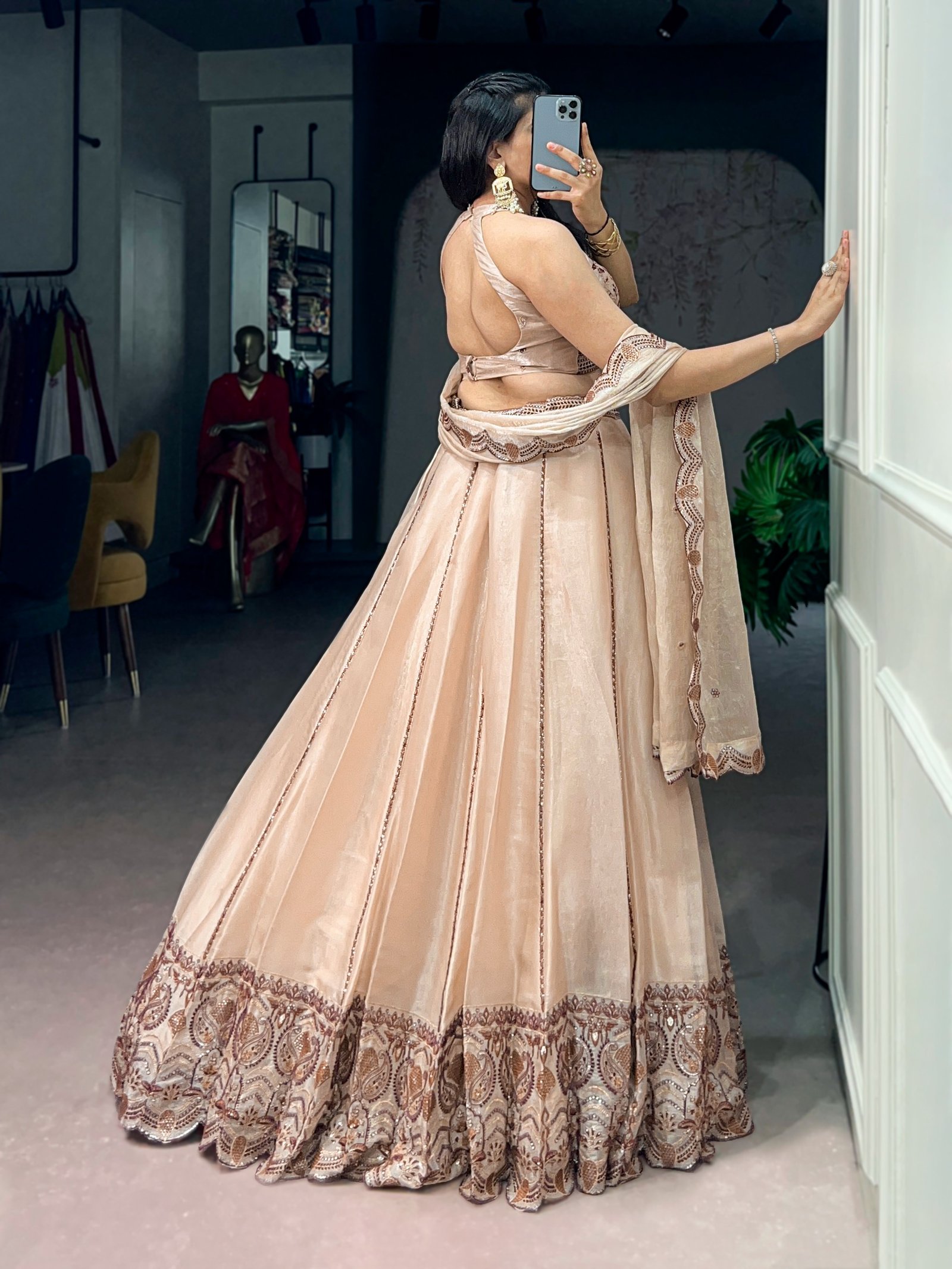 lehenga : Spider crush with Sequins and Thread Embroidery Work - Image 5