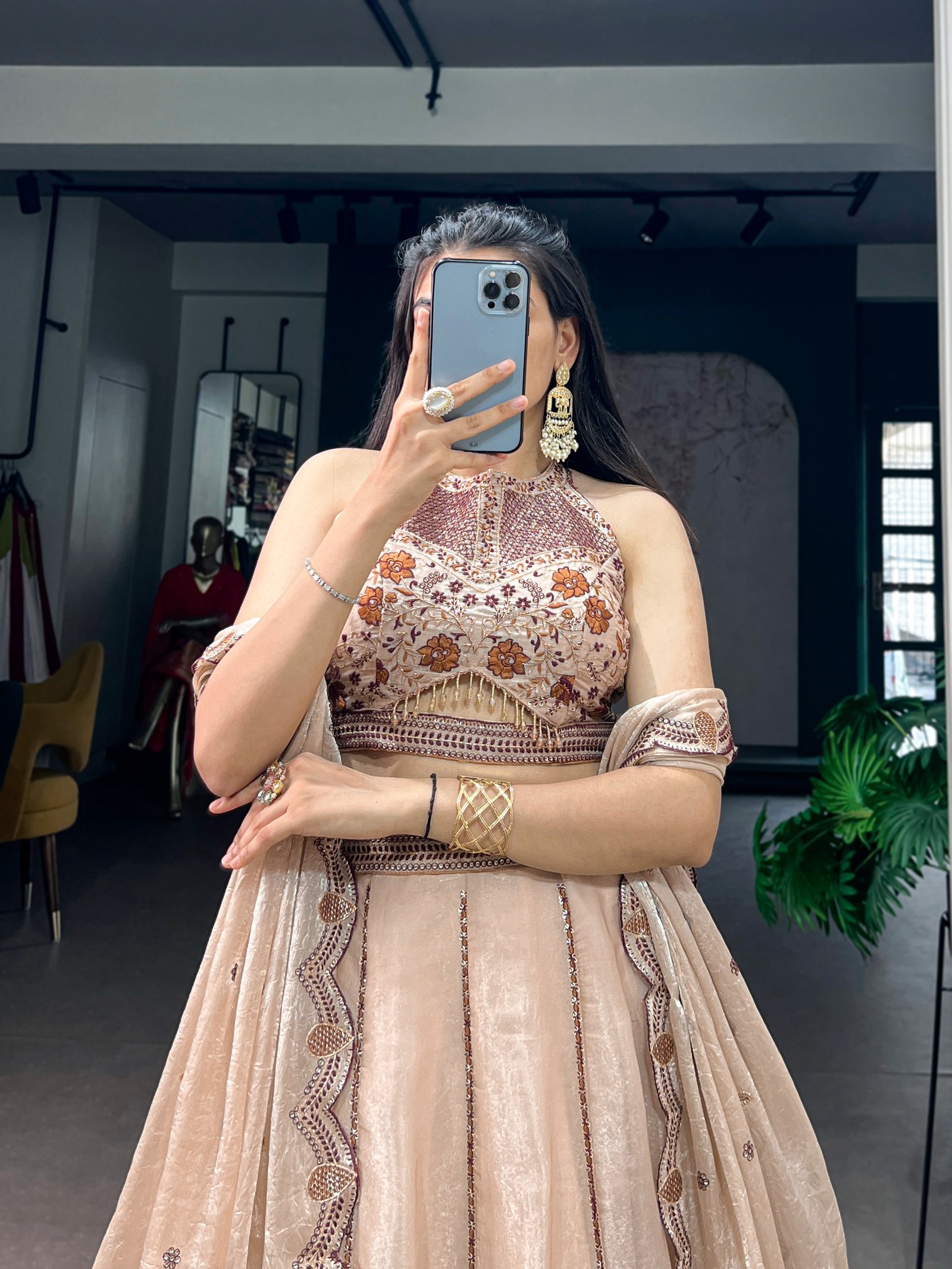 lehenga : Spider crush with Sequins and Thread Embroidery Work - Image 2