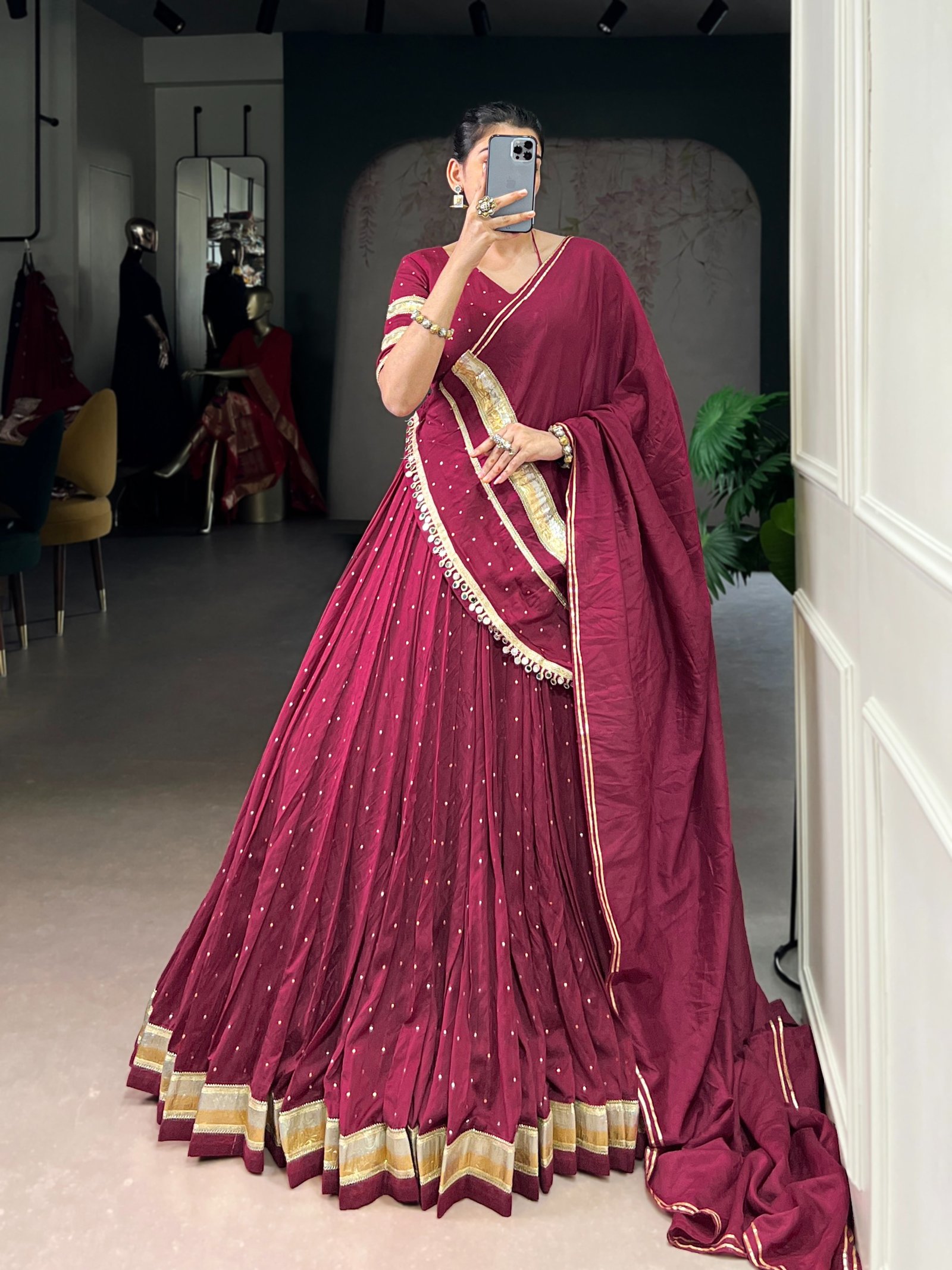 Lehenga Chanderi classics in four soulful shades – where tradition meets timeless beauty. - Image 9