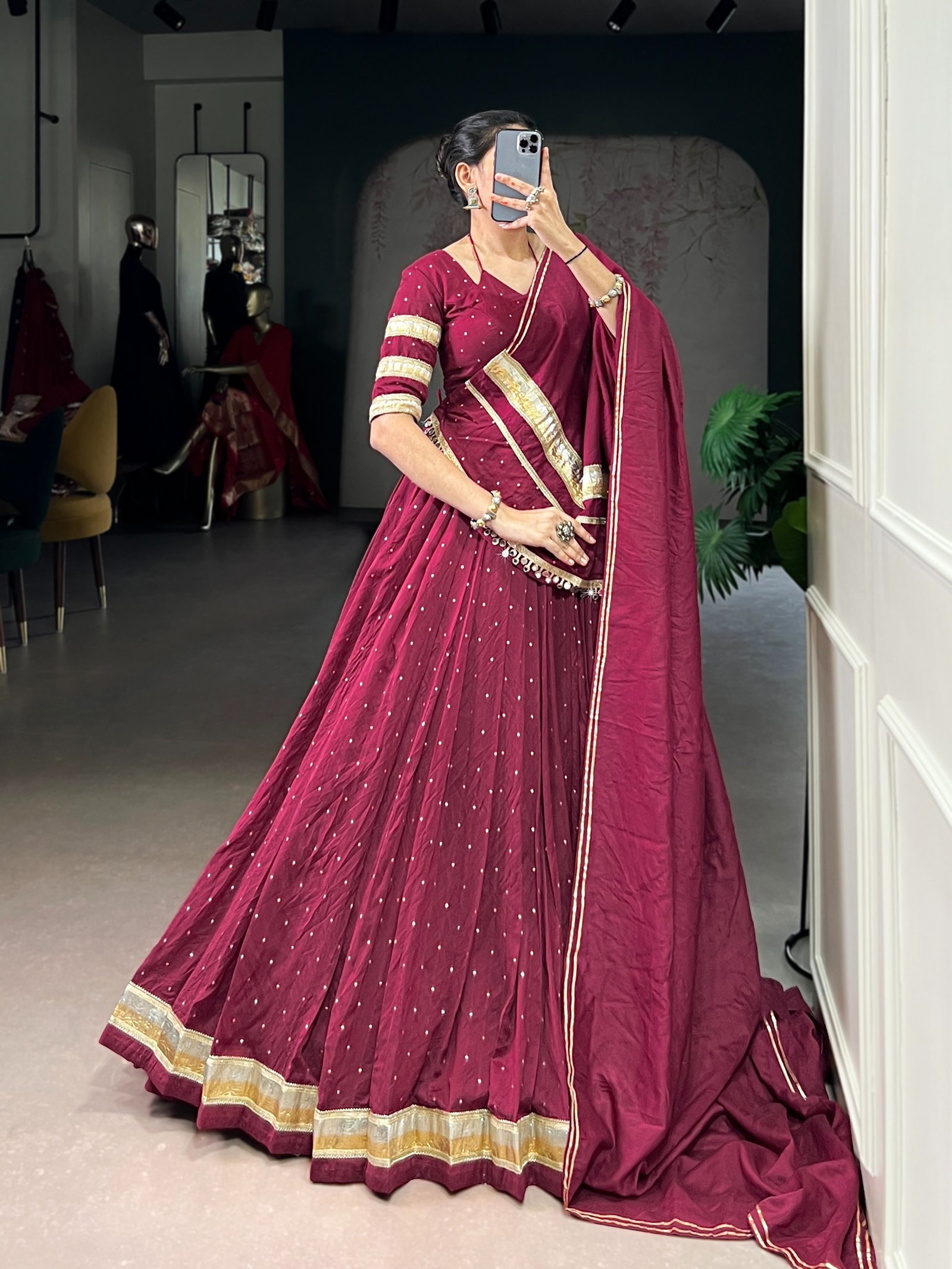 Lehenga Chanderi classics in four soulful shades – where tradition meets timeless beauty. - Image 13