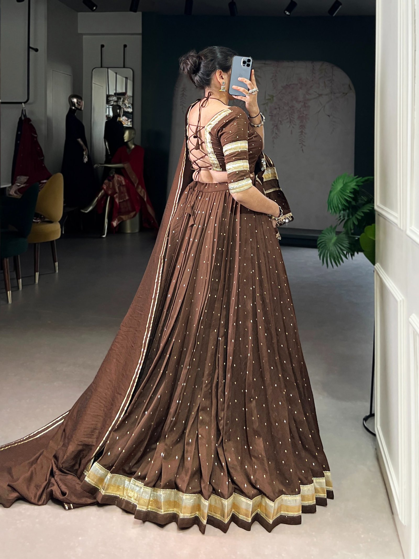 Lehenga Chanderi classics in four soulful shades – where tradition meets timeless beauty. - Image 15