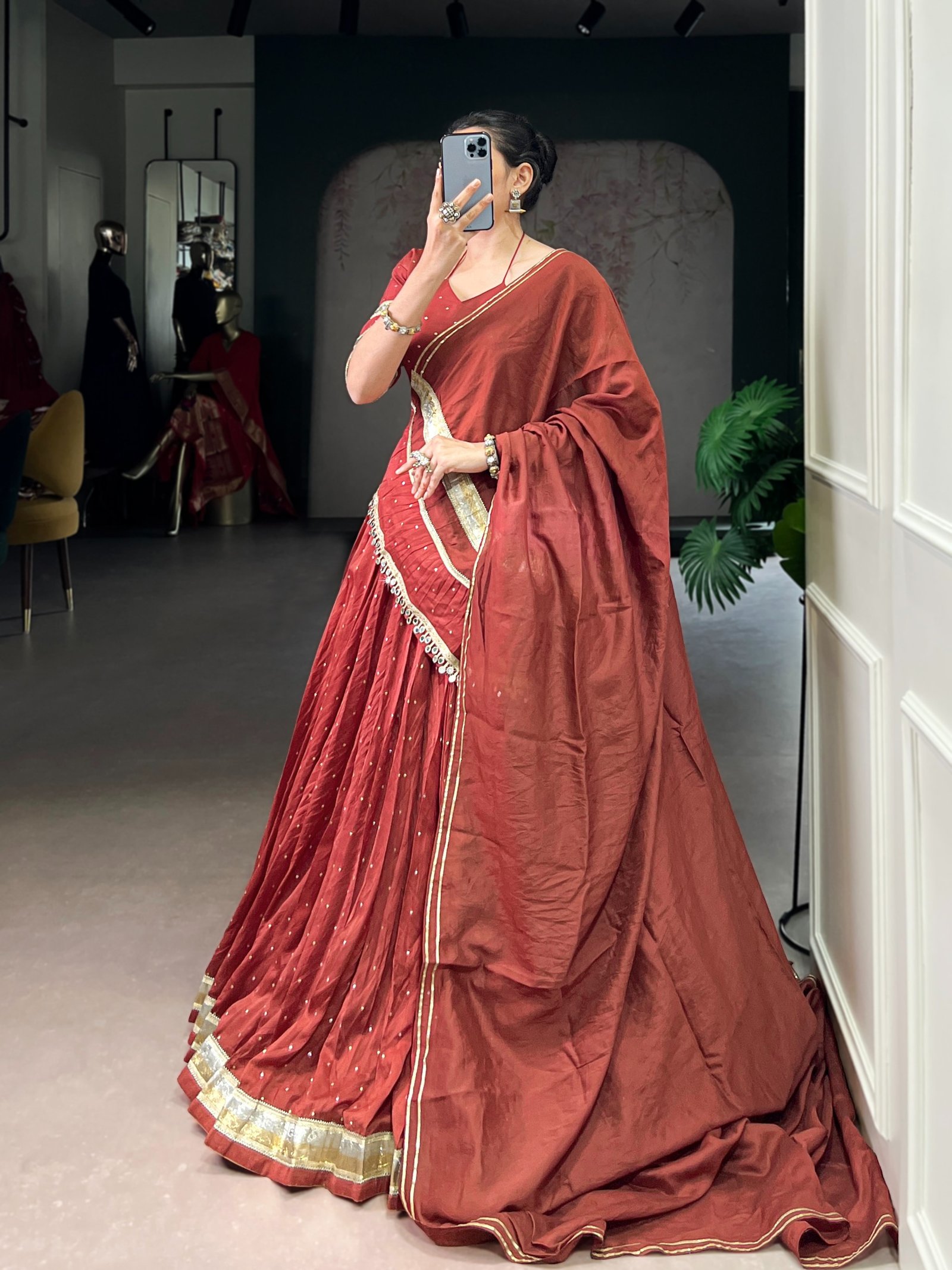 Lehenga Chanderi classics in four soulful shades – where tradition meets timeless beauty. - Image 14