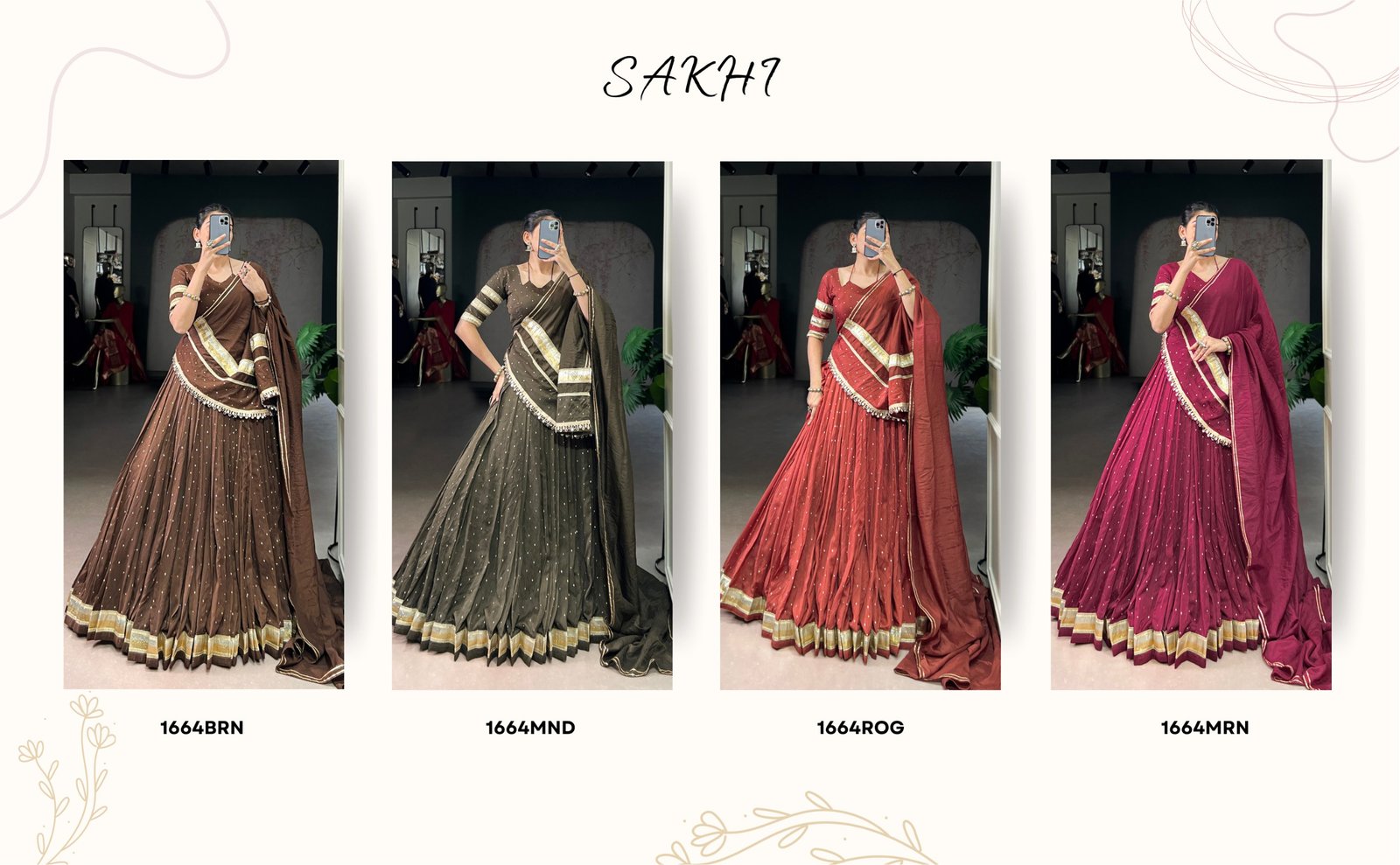 Lehenga Chanderi classics in four soulful shades – where tradition meets timeless beauty. - Image 2
