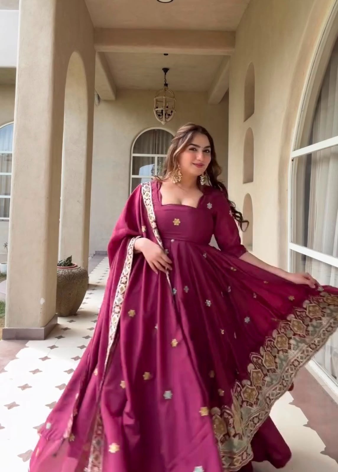 new designer anarkali suit heavy natural crep silk material with embroidery work new designer anarkali suit heavy natural crep silk material with embroidery work