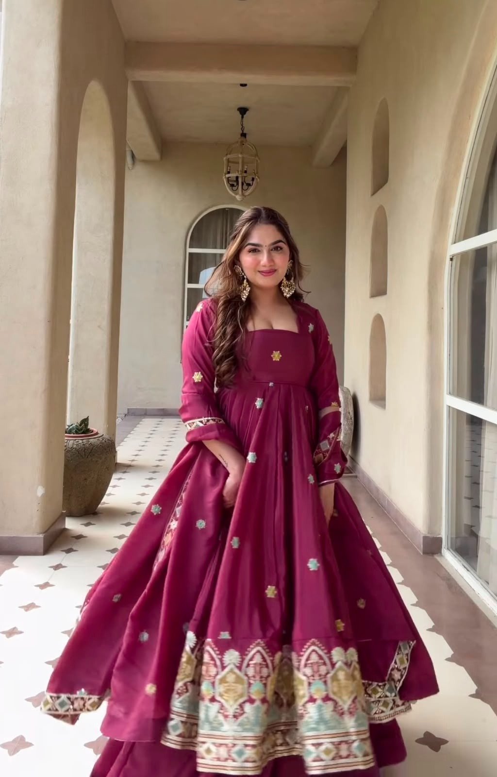 new designer anarkali suit heavy natural crep silk material with embroidery work new designer anarkali suit heavy natural crep silk material with embroidery work