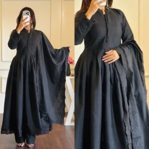 new designer party wear look gown with embroidery work