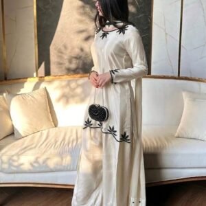 presenting heavy natural crepe salwar suit with embroidery