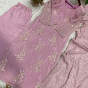 our designer sequence embroidered worked top pant with dupatta