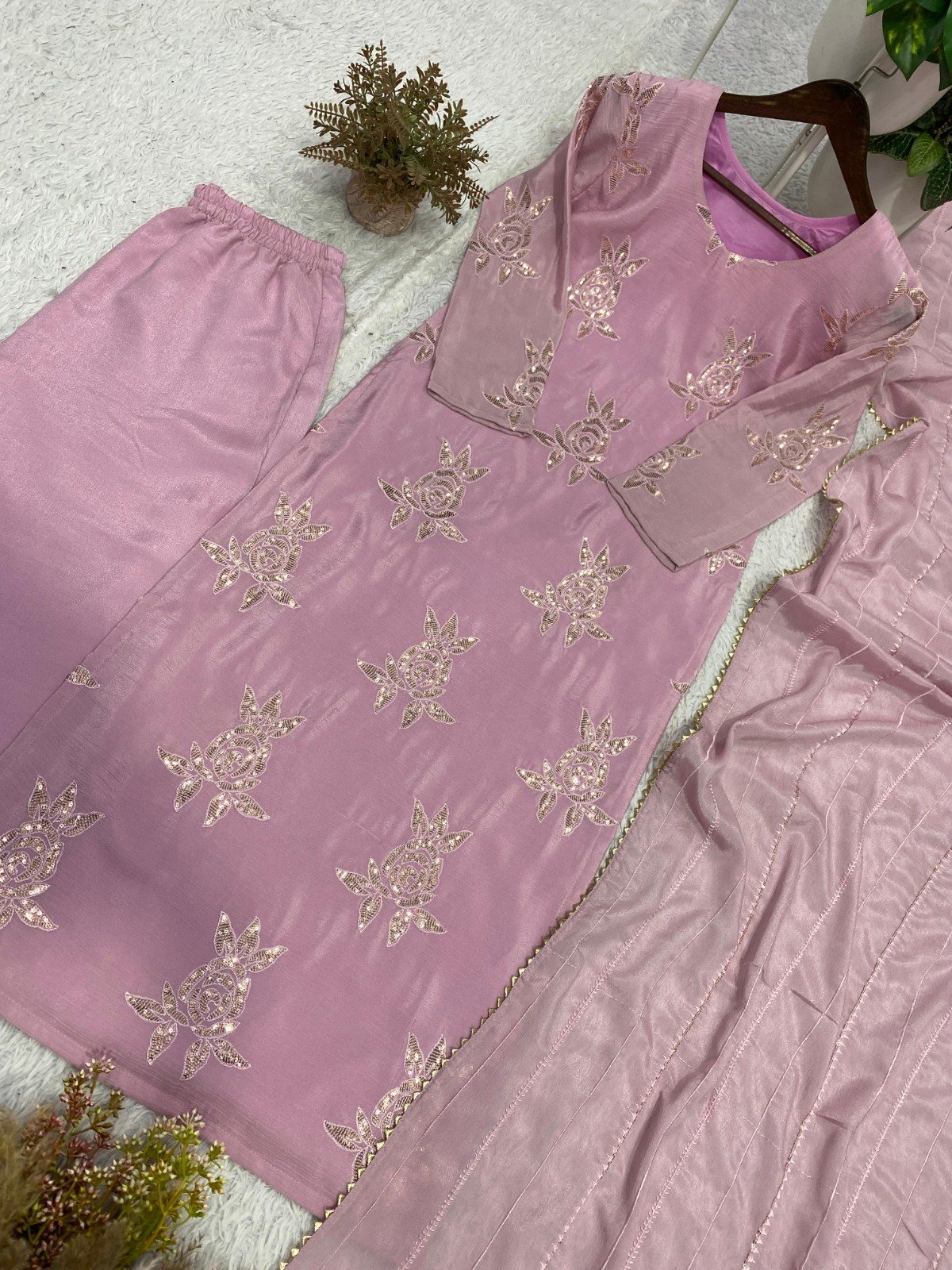our designer sequence embroidered worked top pant with dupatta our designer sequence embroidered worked top pant with dupatta
