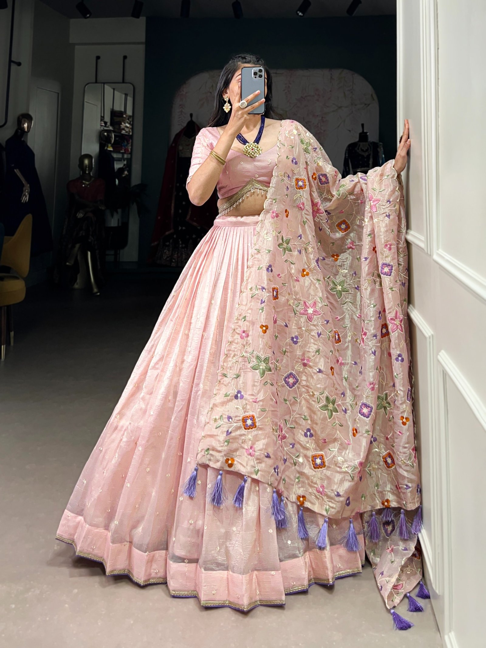 lehenga glowing in pink over bettis work with lace border lehenga glowing in pink over bettis work with lace border