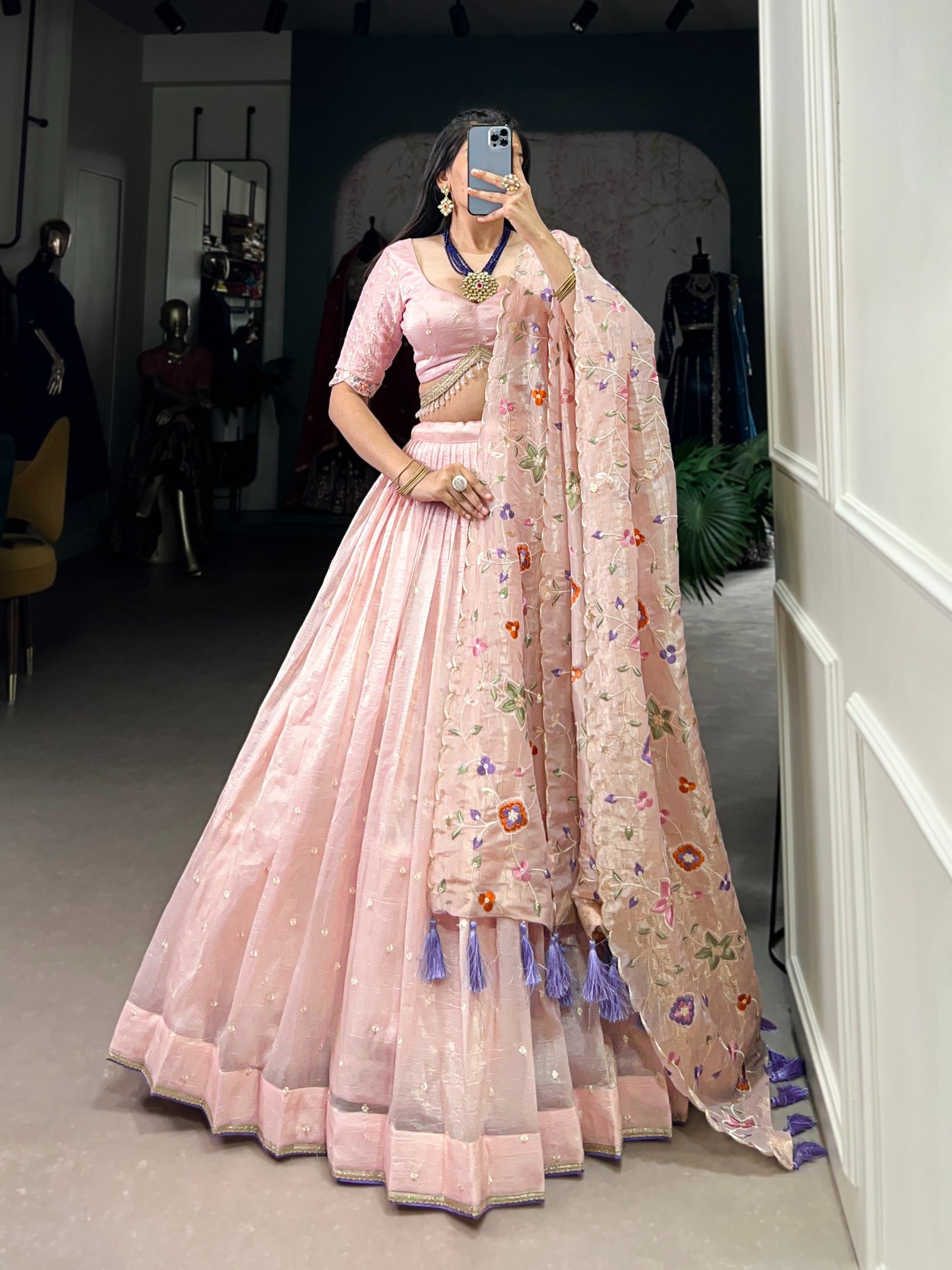 lehenga glowing in pink over bettis work with lace border lehenga glowing in pink over bettis work with lace border