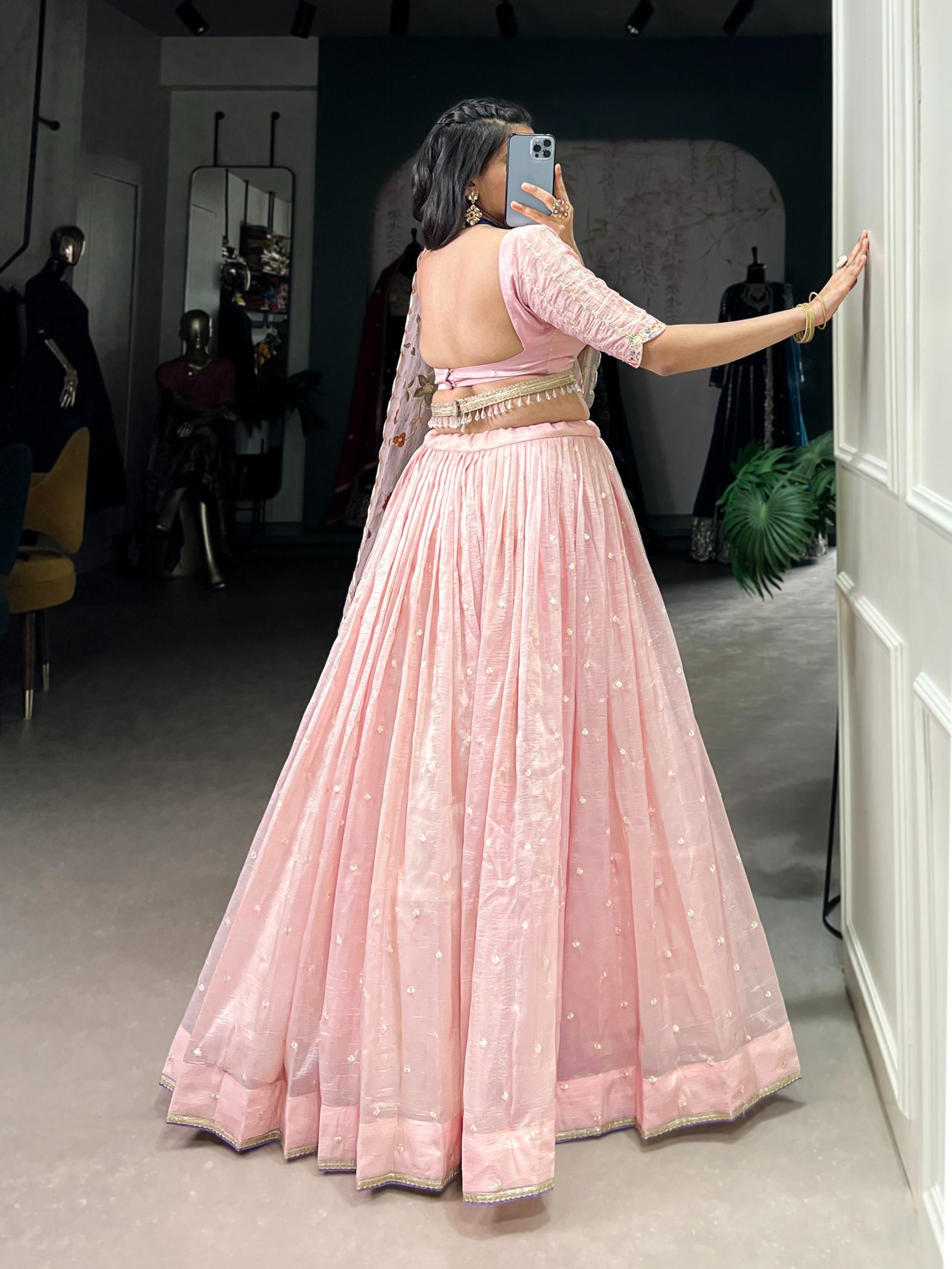 lehenga glowing in pink over bettis work with lace border lehenga glowing in pink over bettis work with lace border
