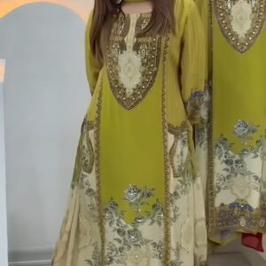 launching exclusively festive & party wear heavy frech crep with digital print with hand work top bottom set fully stitched