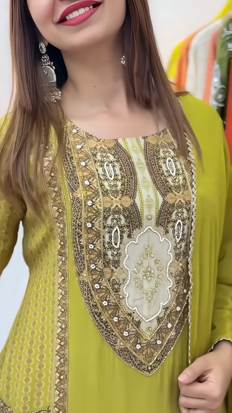 launching exclusively festive & party wear heavy frech crep with digital print with hand work top bottom set fully stitched launching exclusively festive & party wear heavy frech crep with digital print with hand work top bottom set fully stitched