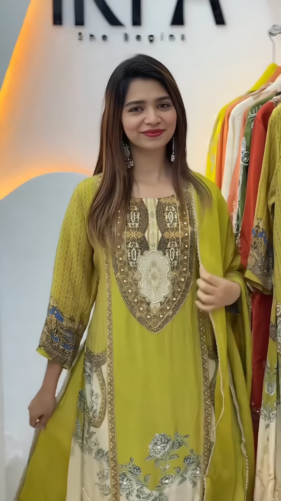 launching exclusively festive & party wear heavy frech crep with digital print with hand work top bottom set fully stitched launching exclusively festive & party wear heavy frech crep with digital print with hand work top bottom set fully stitched