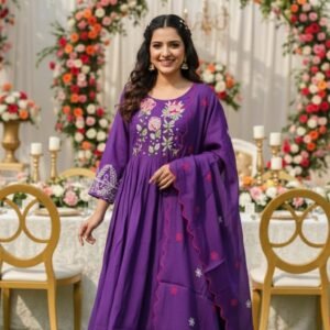 featuring heavy mul chanderi silks anarkali suit