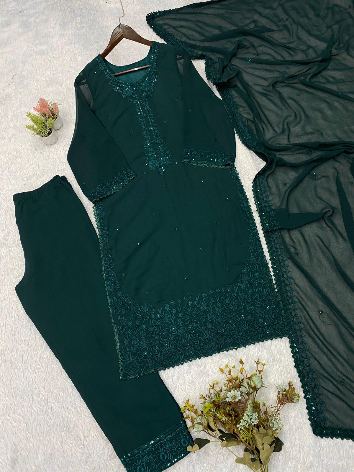 WEAR OUR BEAUTIFUL SEQUENCE EMBROIDERED TOP, PANT WITH DUPATTA - Image 4
