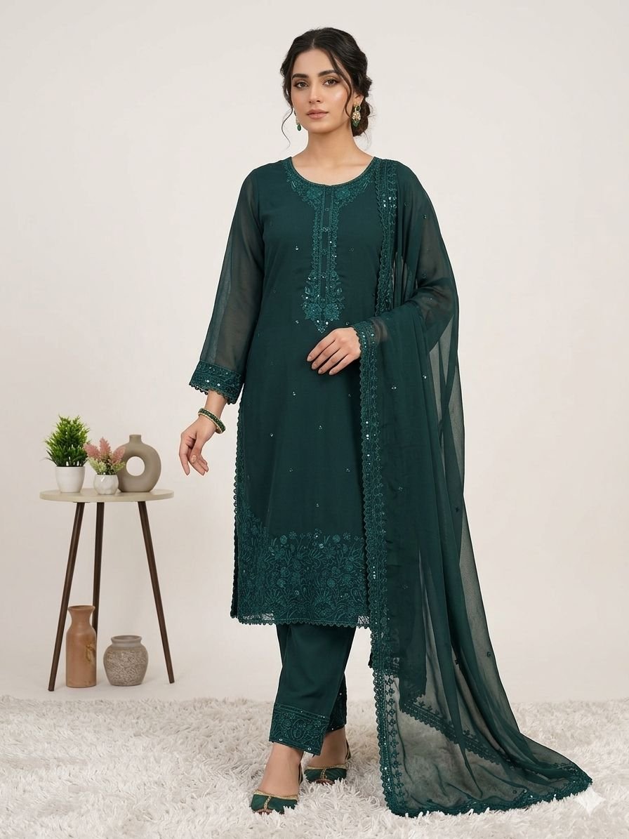 WEAR OUR BEAUTIFUL SEQUENCE EMBROIDERED TOP, PANT WITH DUPATTA - Image 3