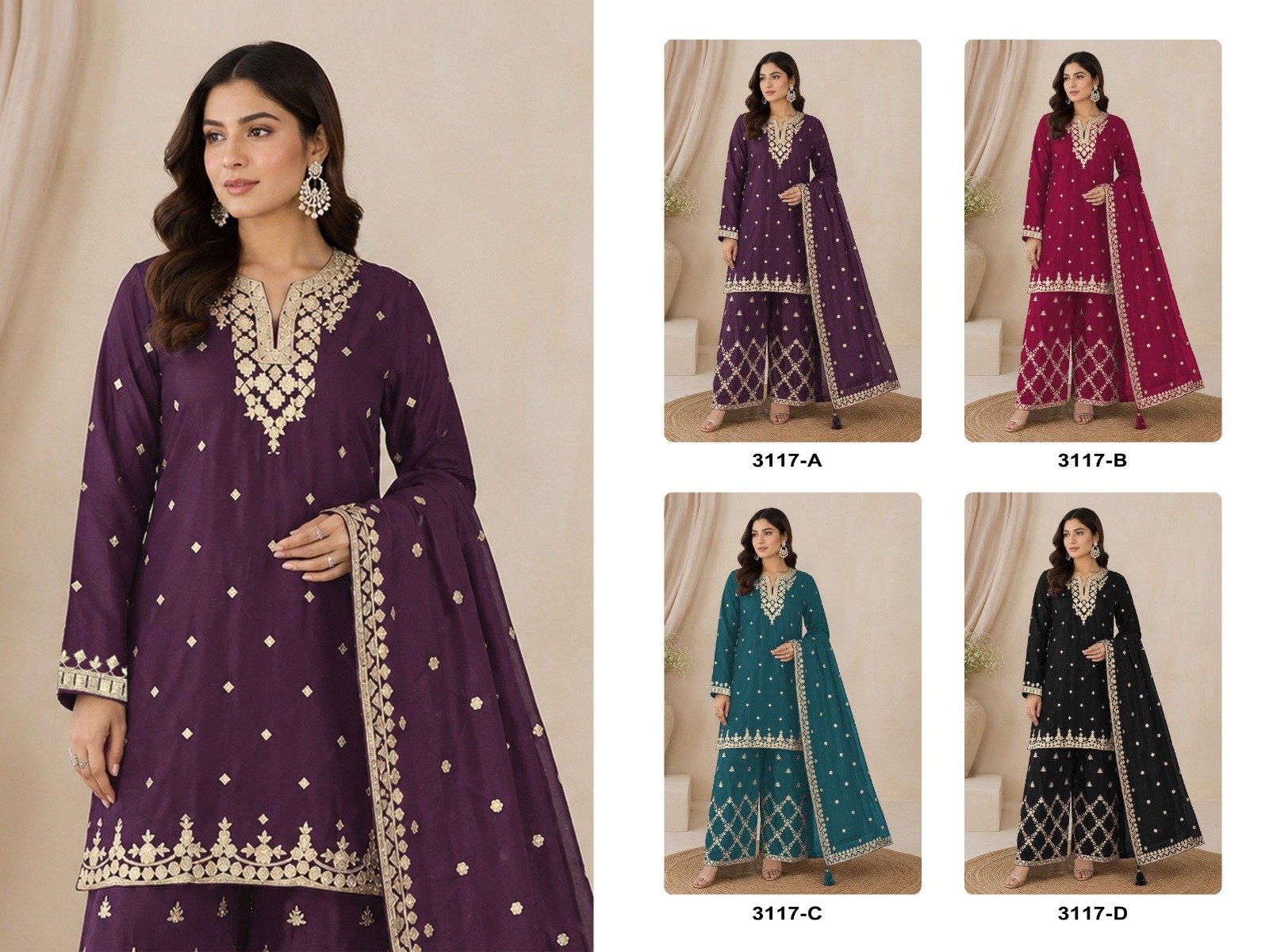 designer top palazzo dupatta pair heavy chinon with heavy embroidered sequence work & zari work designer top palazzo dupatta pair heavy chinon with heavy embroidered sequence work & zari work