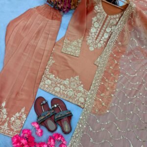 resenting new designer pure nc moss silk top & farshi palazzo with dupatta set