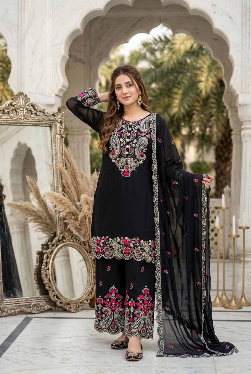 heavy embroidery sequence work 3 piece suit set heavy embroidery sequence work 3 piece suit set