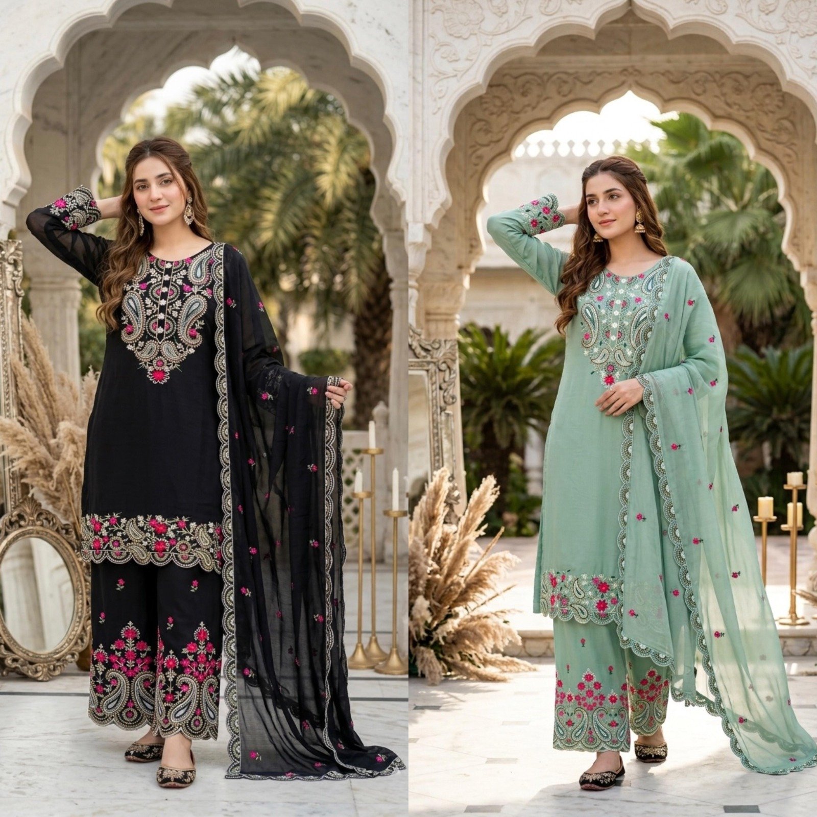 heavy embroidery sequence work 3 piece suit set heavy embroidery sequence work 3 piece suit set