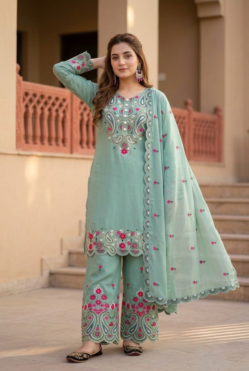 heavy embroidery sequence work 3 piece suit set heavy embroidery sequence work 3 piece suit set